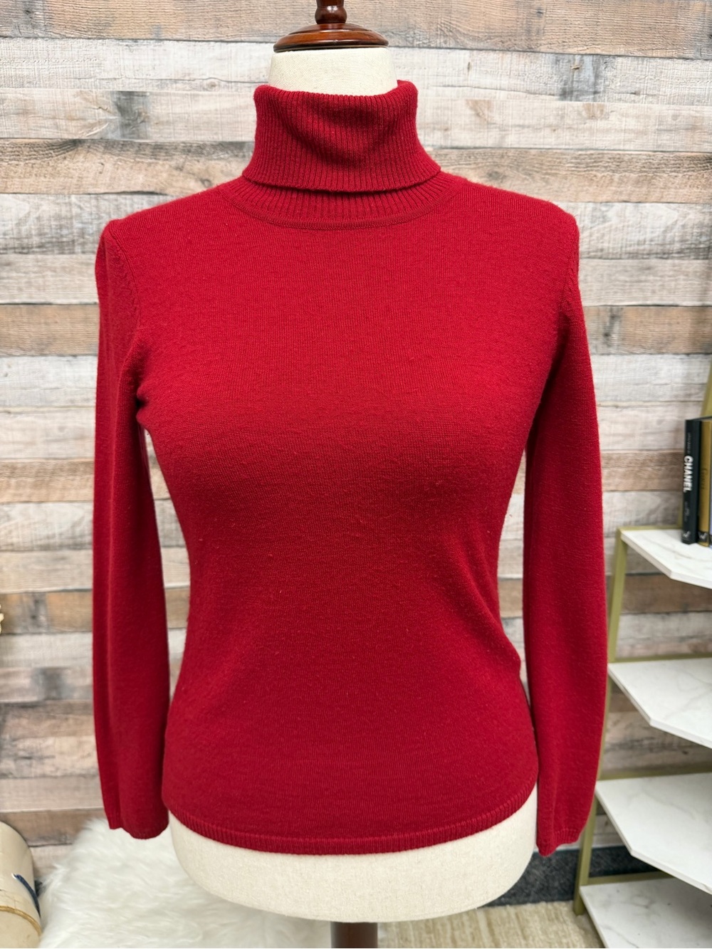 Ann Taylor LOFT Red cable knit turtleneck sweater
